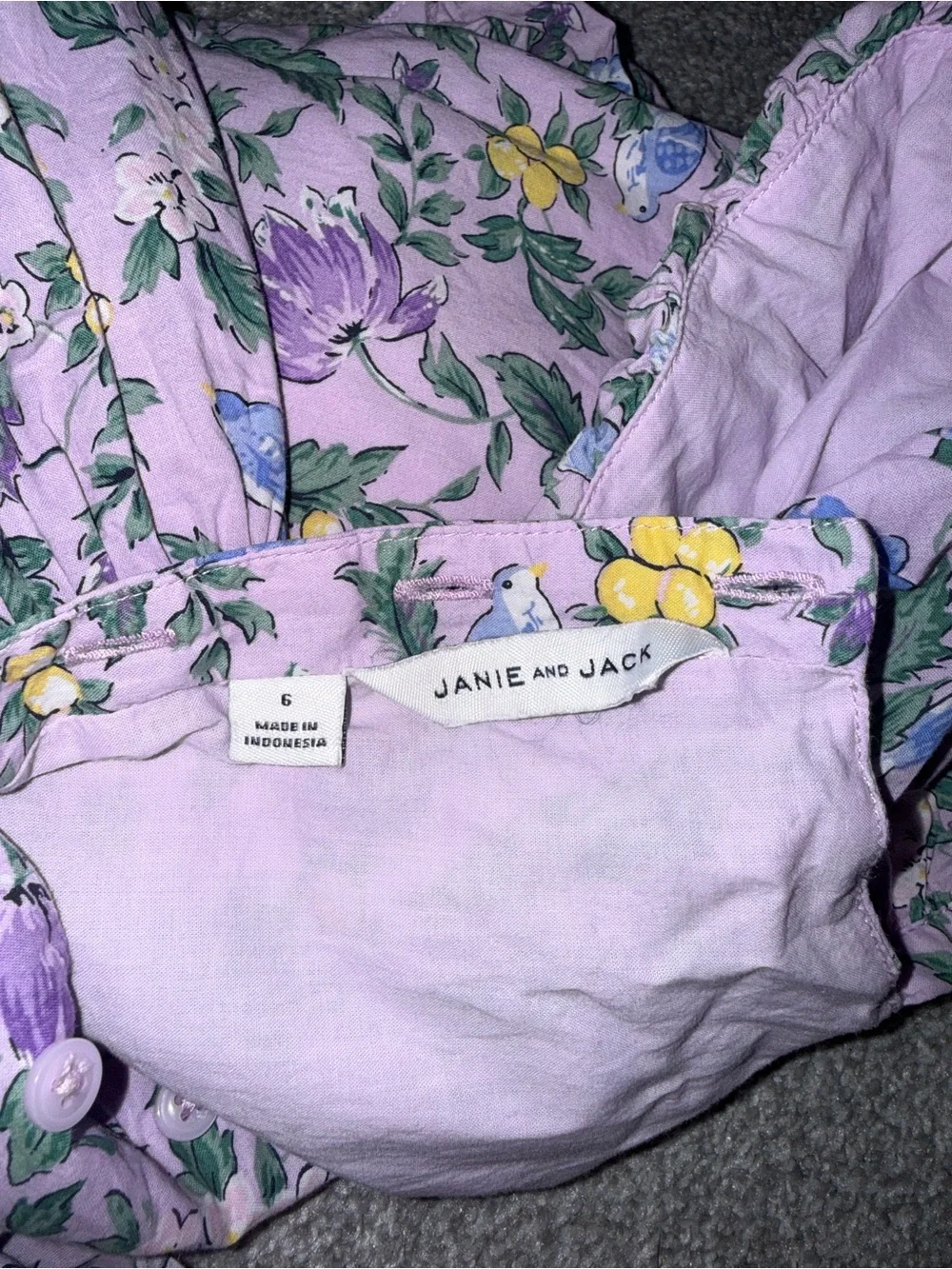 Janie and Jack Lilac Floral Puff-Sleeve Dress